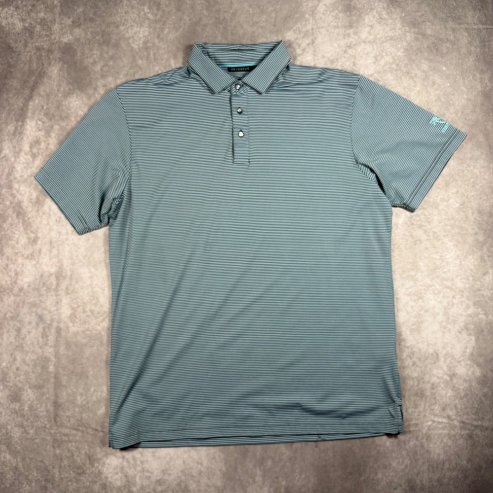Devereux Men L Striped Golf Polo Shirt Teal Rio Verde Country Club Performance